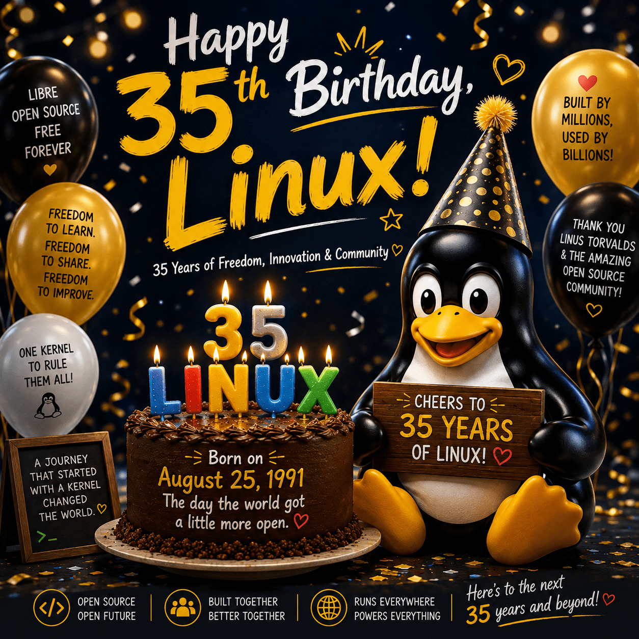 Happy 35th Birthday, Linux! 🐧🎂